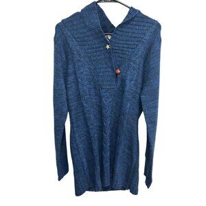 Miss Ashley Long Sleeve Pullover Sweater Sz XL Cable Knit Blue Stretch Knitted